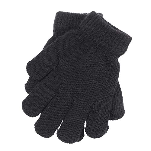VORCOOL Kinderzauberhandschuhe Wintermodelle gestrickt Volltonfarbe fünf Finger warme Handschuhe 4-12 Jahre alt (schwarz) von VORCOOL