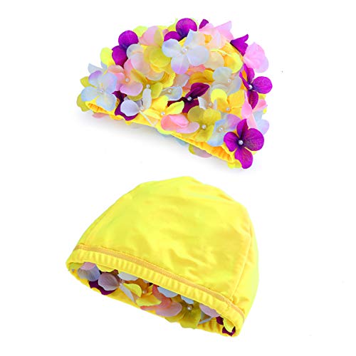 VOSAREA 1PC Swim Kappe Schwimmen Hut Mode Blume Bade Kappen Blumen Perle Stilvolle Urlaub Zubehör Geschenk für Frauen Dame Mädchen Haar Halten Haar Trocken von VOSAREA