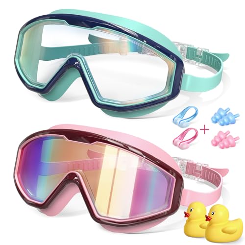 VOSOIR Kinder Schwimmbrille 3-15 mit Pool Spielzeug Enten, Taucherbrille UV-Schutz Anti Nebel, Schwimmbrillen Swimming Goggles Glasses Schwimmmaske Taucherbrillen ohne Nase 12 10 6 8 5 4 3 3-6 Jahre von VOSOIR