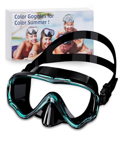VOSOIR Taucherbrille Erwachsene , 180° Weitwinkel Taucherbrille, Gehärtetem Glas Tauchmaske Erwachsene, Auslaufsichere Schwimmbrille mit Nasenschutz für Schwimmen, Tauchen & Schnorcheln (blau) von VOSOIR