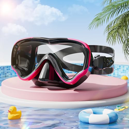 VOSOIR Taucherbrille Kinder, Schwimmbrille mit Nasenabdeckung, 180° Panorama Anti-Leck Schnorchelmaske für Kinder Jungen Mädchen Jugendliche 6-14 von VOSOIR