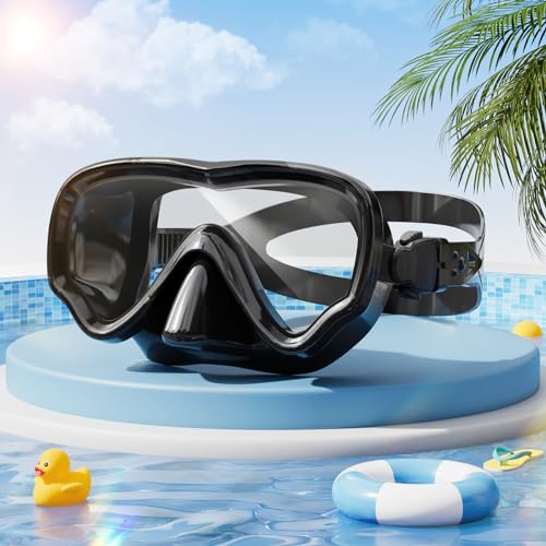 VOSOIR Taucherbrille Kinder, Schwimmbrille mit Nasenabdeckung, 180° Panorama Anti-Leck Schnorchelmaske für Kinder Jungen Mädchen Jugendliche 6-14 von VOSOIR