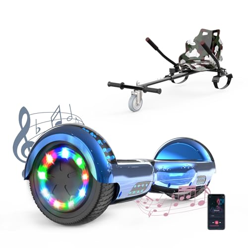 VOUUK 6,5 Zoll Hoverboard mit Sitz, Hoverboard mit Kart, Bluetooth und LED Lichter, Geschenk für Kinder von VOUUK