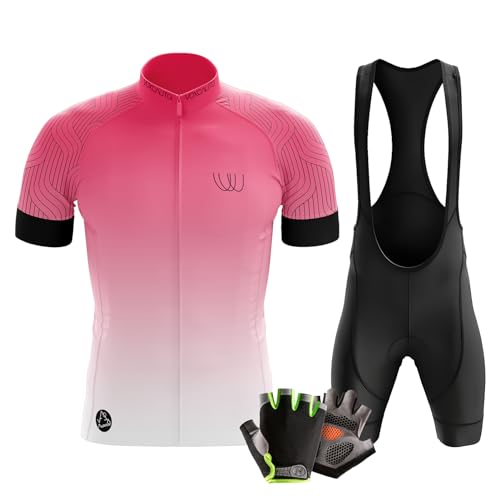 Herren Kurzarm Fahrrad Trikot Set,Rennrad Trikot Herren Set,Herren-Radtrikot Radhosen + Halbfinger Sommer Fahrradhandschuhe (L,Typ-9) von VOXCAUTQ