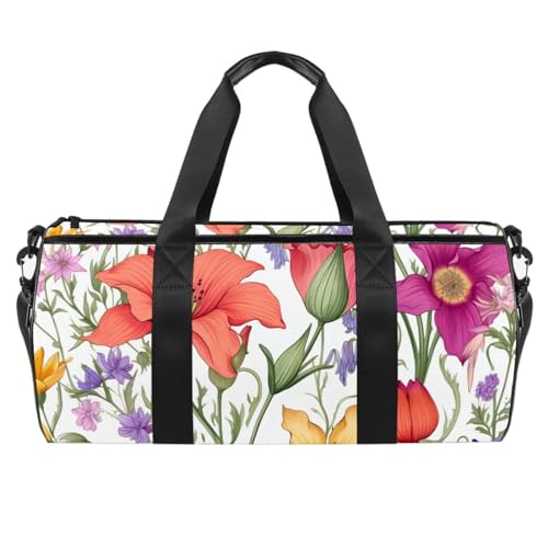 Sporttasche für Damen,kleine Sporttasche für Herren,Florale Dschungelpflanze,Übernachtungstasche von VTGHDEEQ