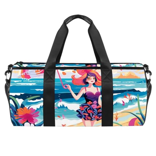 Sporttaschen für Damen,Reisetasche für Reisen,Strand Sommer mädchen Meer,Sporttasche für Herren von VTGHDEEQ