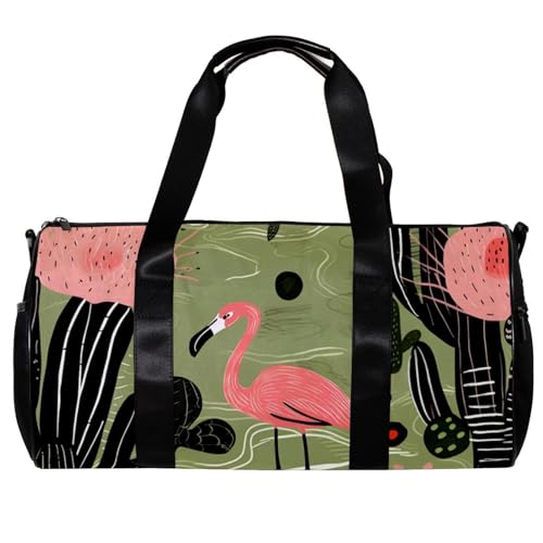 Sporttaschen für Herren,Reisetaschen für Damen,Flamingo Kakteen Pflanze,Trainingstasche von VTGHDEEQ