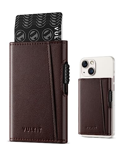 VULKIT Card Holder Magsafe Wallet with Magnetic, Slim Leather Pop Up Credit Card Holder RFID Blocking, Compatible with iPhone 14/13/12 Series (Espresso) von VULKIT