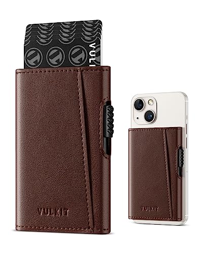 VULKIT Card Holder Magsafe Wallet with Magnetic, Slim Leather Pop Up Credit Card Holder RFID Blocking, Compatible with iPhone 14/13/12 Series (braun) von VULKIT