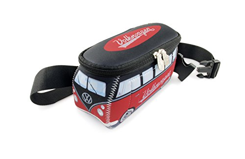 BRISA VW Collection - Volkswagen Neopren Hüft-Tasche-Bauch-Beutel-Geld-Gürtel-Crossbody-Bag für Outdoor und Reisen T1 Bulli Bus Design (Rot/Schwarz) von BRISA
