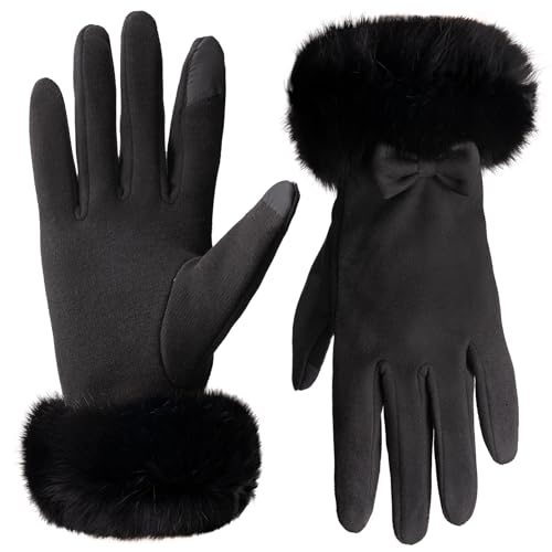 Vagasi Handschuhe Damen Winter Thermo Handschuhe Damen Touchscreen Gloves Warme Winddichte Winterhandschuhe für Geschenk Skifahren Radfahren von Vagasi