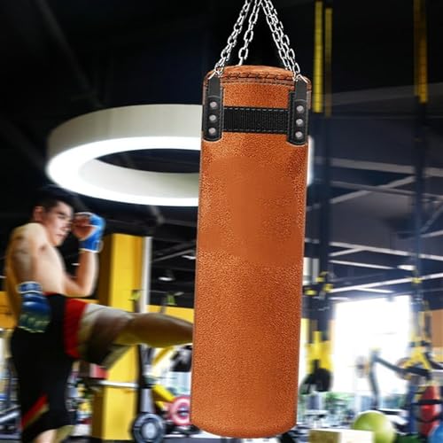 Boxing Bag Rindsleder Sandsack Boxsack Boxsack Schwere Boxsäcke Erwachsene Muay Thai Taekwondo Heimtraining Punching Bag(Color:140cm) von VaizA