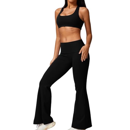 Valcatch Workout-Sets für Frauen 2-teilige Yoga-Fitness-Bekleidungssets Crop Tank Top Sport-BH und Leggings mit weitem Bein/Bodycon-Rock von Valcatch