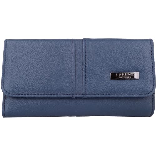 Matinee Damen-Geldbörse aus Leder mit Clip-Rahmenverschluss, blau, Casual von Valita