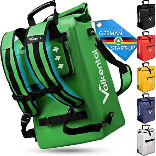 Valkental - 3in1 Fahrradtasche - NEUAUFLAGE 2024 - Geeignet als Gepäckträgertasche, Rucksack und Umhängetasche - Wasserdicht & Reflektierend - 23L - Grün von Valkental