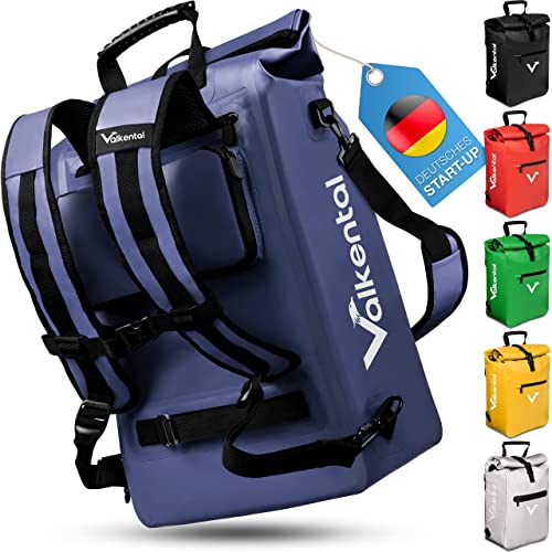 Valkental - 3in1 Fahrradtasche - NEUAUFLAGE 2024 - Geeignet als Gepäckträgertasche, Rucksack und Umhängetasche - Wasserdicht & Reflektierend - 23L - Blau von Valkental