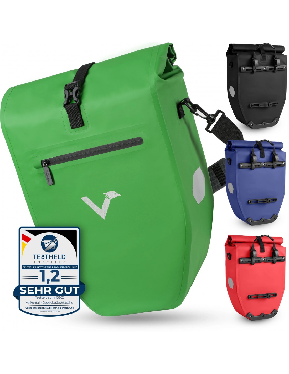 Valkental ValkBasic - große und wasserdichte Gepäckträgertasche, 28 Liter, grün Taschenvariante - Gepäckträgertaschen, von Valkental