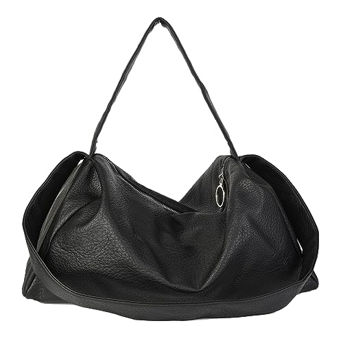 Valleycomfy Handtasche Damen Groß Shopper Tasche Leder Mode Shopping Bag mit 2 Gurte, Schwarz von Valleycomfy