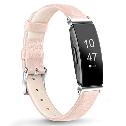 Vancle Kompatibel für Fitbit Inspire HR Armband/Fitbit Inspire Armband/Inspire 2 Armband, Weiches Lederarmband Echt Leder Ersatzarmband für Fitbit Inspire/Inspire HR/Inspire 2 (Rosa) von Vancle