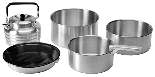 Vango Koch Cook Set inkl. 3 Pots mit Removable Handle Non-Stick Frying Pan und Kettle, Silver, one Size von Vango