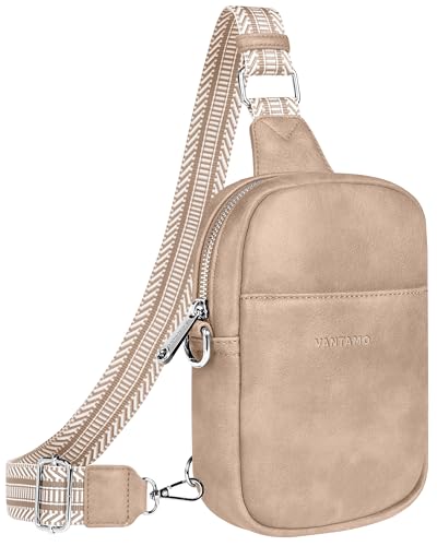 Vantamo Schultertasche für Damen, verstellbarer Riemen, RFID- und Anti-Pickpocket-Clip, Crossbody-Taschen für Damen, PU-Leder, Sand/Weiß, Umhängetasche von Vantamo