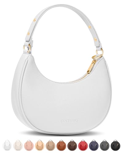 Vantamo Moonbag Clutch – aus Kunstleder mit RFID-Diebstahlschutz und verstellbarem Schultergurt – Luna-Tasche mit goldfarbenen Reißverschlüssen und Clip zum Schutz vor Taschendieben von Vantamo