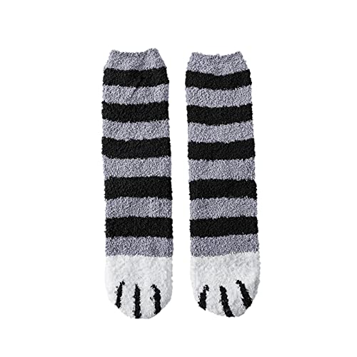 Vasreyy 2 Paar Damen Socken Winter Katzenpfote Muster Drucken Wintersocken Warm Korallensamt Thermosocken Plüsch Damensocken Weiche Haussocken Kuschel Bodensocken Schlafsocken für Frauen Bettsocken von Vasreyy