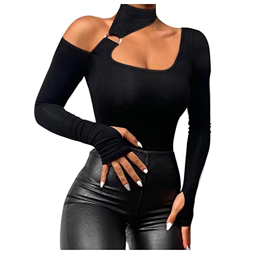Vasreyy Oversize Shirt Damen Bluse Schwarz Party Top Frauen Sexy Spitze Netz Tiefer V-Ausschnitt Langarmshirt Slim Langarm Blusen Eng Basic Oberteil Elegant Festlich von Vasreyy