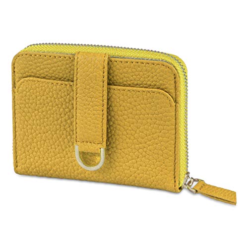 Vaultskin BELGRAVIA Damen Geldbörse mit Reissverschluss. Leder Portemonnaie mit RFID Schutz (Gelb) von Vaultskin