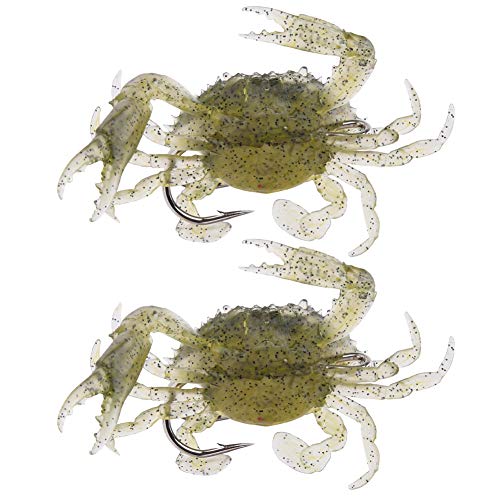 2PCS Silicone Soft Crab Angelköder, Künstlicher Lebensechter Fischköder mit Haken(1#) von Vbest life