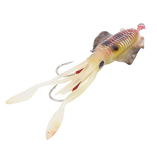 Weicher künstlicher Angelköder, UV Octopus Luminous 3D Eyes Realistischer Tintenfischköder Köder Angelgerät Zubehör(1 #) von Vbestlife
