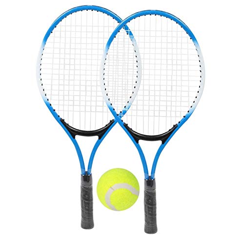Kinder Tennisschläger Eisenlegierung Anfänger Tennisschläger Sportzubehör mit Ball und Tragetasche(Blau) von VBESTLIFE