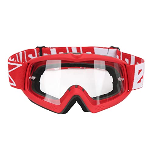 VBESTLIFE Motorradbrille, Verstellbare Motocross-Brille, Transparent, Kratzfest, für Kinder, Teenager, Erwachsene, Radfahren, Klettern(8060 Roter Rahmen) von VBESTLIFE