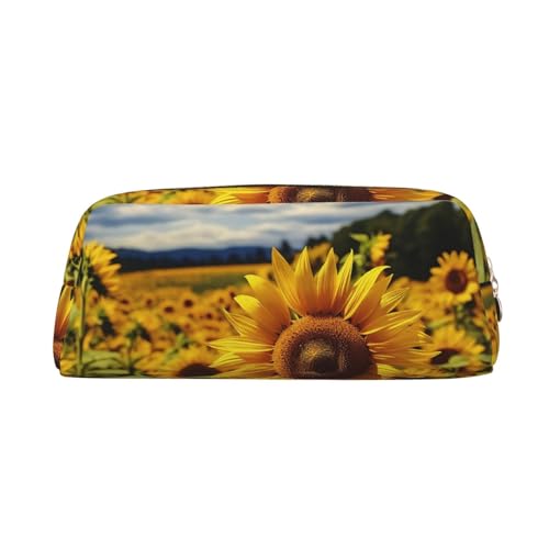Federmäppchen, großes Federmäppchen, Sonnenblumen-Motiv, für Büro, kleine Reißverschlusstasche für Bleistifte, gold, Einheitsgröße, Kosmetiktasche von VducK
