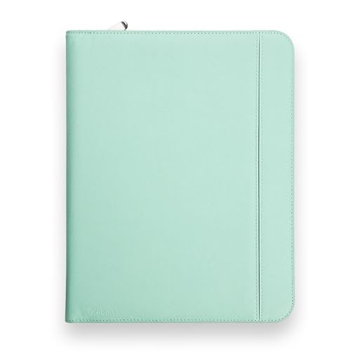 Vebon® Schreibmappe A4 groß Rom I Doppel Reißverschluss + Klemmbrett I Konferenzmappe + Laptoptasche I extra Stauraum I Schwarz Kunstleder (Karibikblau) von Vebon