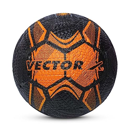 VECTOR X Street Soccer Football (Orange/Black, Size: 5) Material: Rubber | Moulded Football | 32 Panel Ball | Standard Size 5 von Vector X