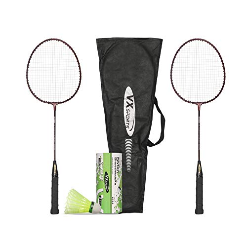 Vector X VXB-10 Aluminum Badminton Racket Pack of 3 Pieces Nylon Shuttles with Full-Cover Set (Multicolor, One Size) | Material: Aluminum | for Intermediate Players| for Juniors von Vector X