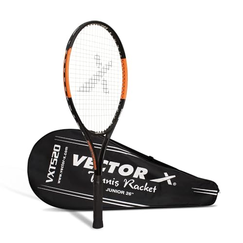Vector X VXT-520 Tennis Racquet (Black/Green, 26-inch, 3/4 Cover) | Material: Aluminium | Good Shock Absorption | Heavy Construction | Durable | Maximum Power & Control von Vector X