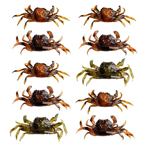 Veenewy 10 Stück künstliche Krabben-Köder, 3D, Simulation, Krabbe, Kunstköder, mit scharfen Haken, Fischfang im Meer, Krabbe, Köder, Angelzubehör von Veenewy