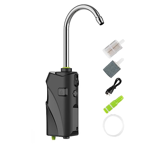 Veenewy 3-in-1-Luftpumpe für Sauerstoffangeln, Angeln, im Freien, USB, intelligenter Sensor, tragbar, intelligentes LED-Licht, langlebig, einfache Installation – Schwarz von Veenewy