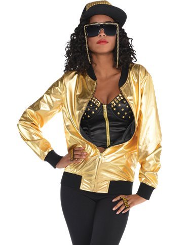 90er Jahre Hip Hop Gold Jacke - Erwachsenenkostüm von Veka Garments