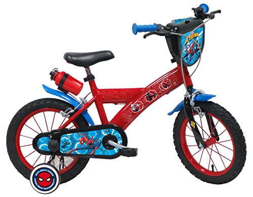 Vélo ATLAS Jungen Kinderfahrrad 14 Zoll Spiderman/Marvel kinderfahrrad14, rot, 35,6 cm von Vélo ATLAS