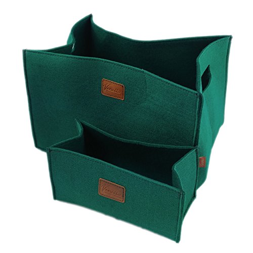 2-er Set Box Filzbox Aufbewahrungskiste Aufbewahrungsbox Kiste für Allelei (Grün dunkel) von Venetto