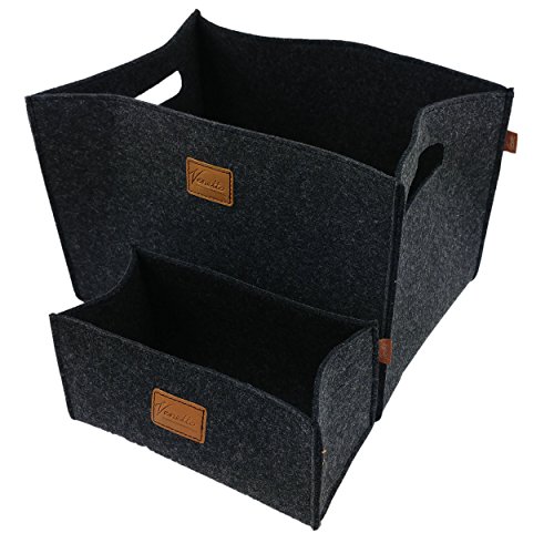 2-er Set Box Filzbox Aufbewahrungskiste Aufbewahrungsbox Kiste für Allelei (Schwarz meliert) von Venetto