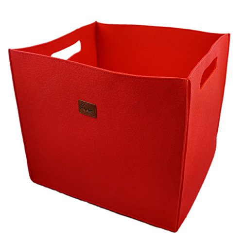 3-er Set Box Filzbox Aufbewahrungskiste Aufbewahrungsbox Kiste für Allelei aus Filz, Korb, Kiste, Boxen, Aufbewahrung für IKEA Regal, Kofferraum, Kellerregal, 3 Stück (Rot) von Venetto