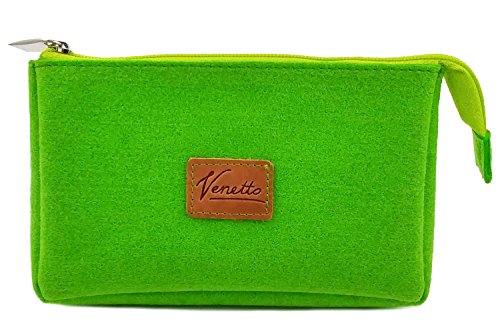 Banktasche Geldtasche Mappe Kulturtasche Kulturbeutel Tasche Reisetasche Geldmäppchen aus Filz (Grün hell) von Venetto