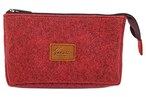 Banktasche Geldtasche Mappe Kulturtasche Kulturbeutel Tasche Reisetasche Geldmäppchen aus Filz (Rot meliert) von Venetto