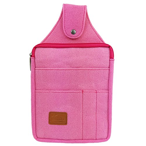 Venetto Multifunktions Gürteltasche Bauchtasche Hüfttasche Felt Sachet Bag aus Filz mit Echtleder-Applikationen (Pink) von Venetto