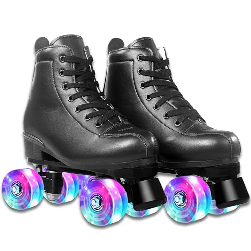 Damen Klassische Retro Rollschuhe,Rollschuhe mit Vier Rollen in Doppelreihe,Classic Roller Skates, Rollschuhe für Kinder,Glänzend Rollschuhe, ideal für Anfänger, ABEC-7 Kugellager von Veniveta