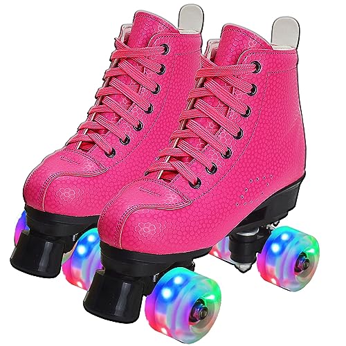 Damen Klassische Retro Rollschuhe | ABEC7 Kugellager |Mädchen Classic Roller Skates mit Vier Rollen in Doppelreihe,Rollschuhe für Kinder/Männer,Glänzend Rollschuhe, ideal für Anfänger von Veniveta